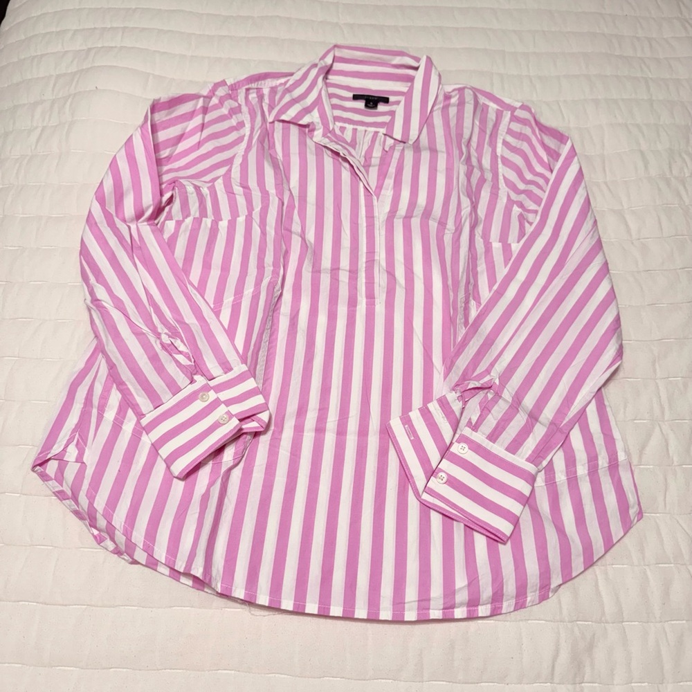 JCrew Lilac and White Striped Button-Up Shirt